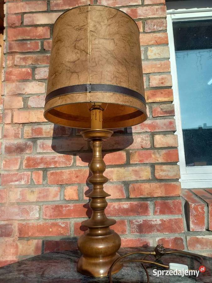 Lampka mosiężna z brązowym kloszem Lampa Nocna zachodniopomorskie
