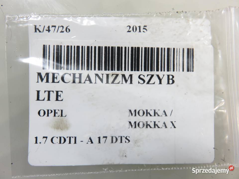 PODNOŚNIK SZYBY LEWY TYLNY OPEL MOKKA 98820SUV20 sprzedam