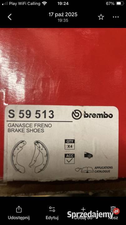 Szczęki hamulcowe Brembo s59513 Stary Nakwasin sprzedam
