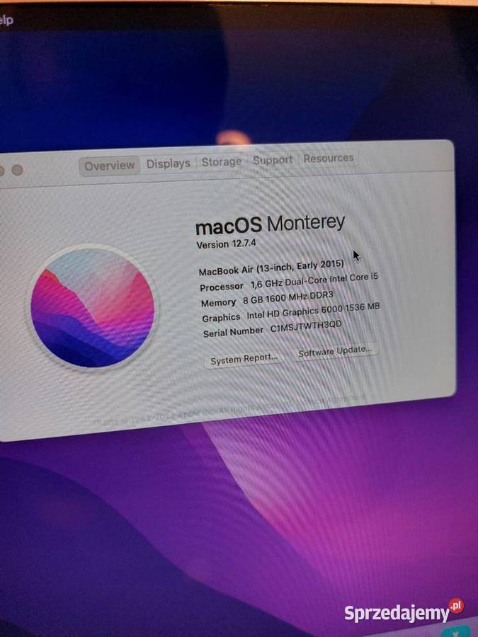 MacBook Air 13 2015 8GB RAM 128GB 280 cykle 8GB
