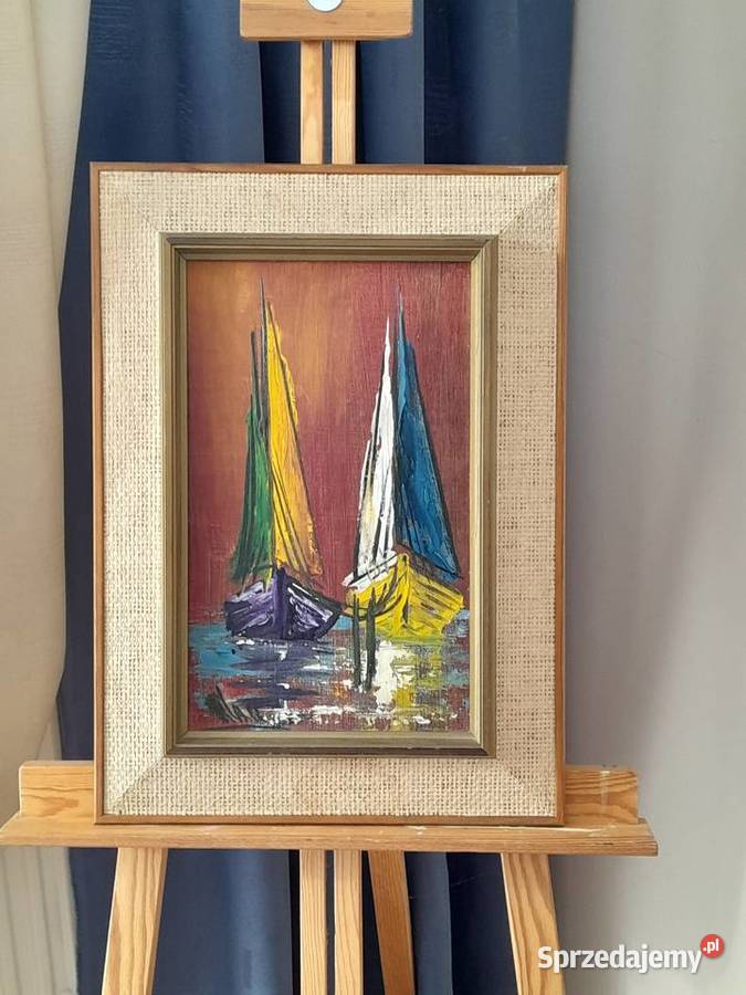 Kolorowe żaglówki obraz olejny Iłża