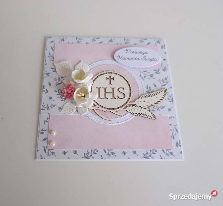 Kartka w pudełku Komunia Święta handmade Łódź