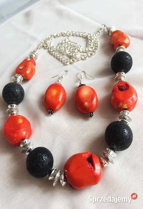 Naszyjnik z koralakoralowca i lawy wulkanicznej Łomża