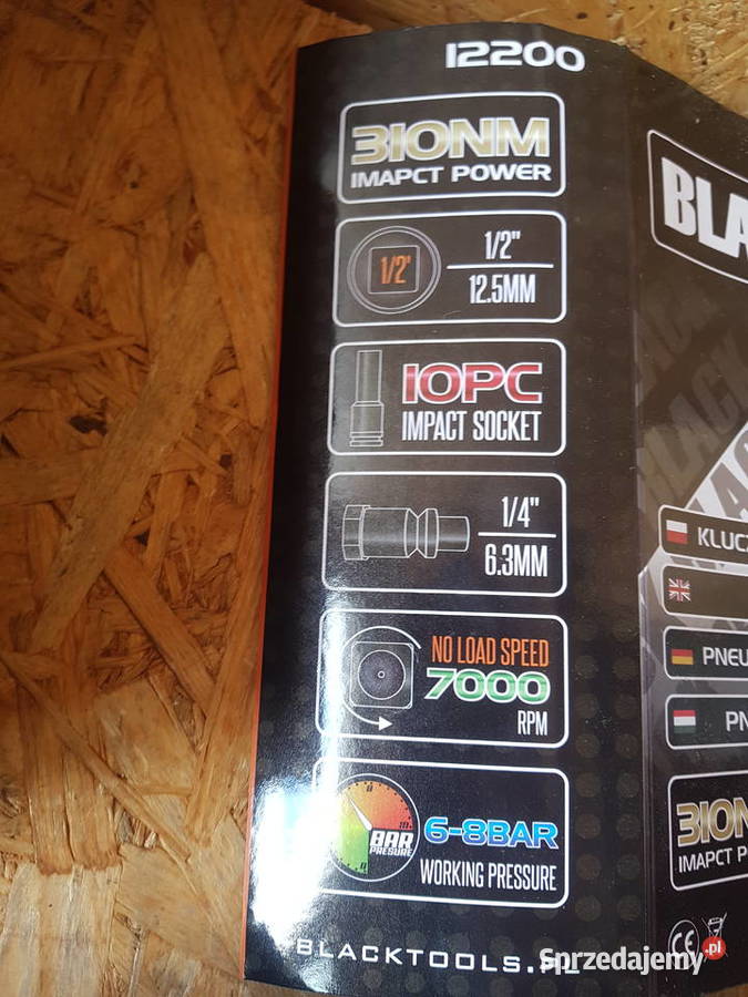 Pneumatyczny klucz udarowy 12 310 nm Black Głogowa sprzedam