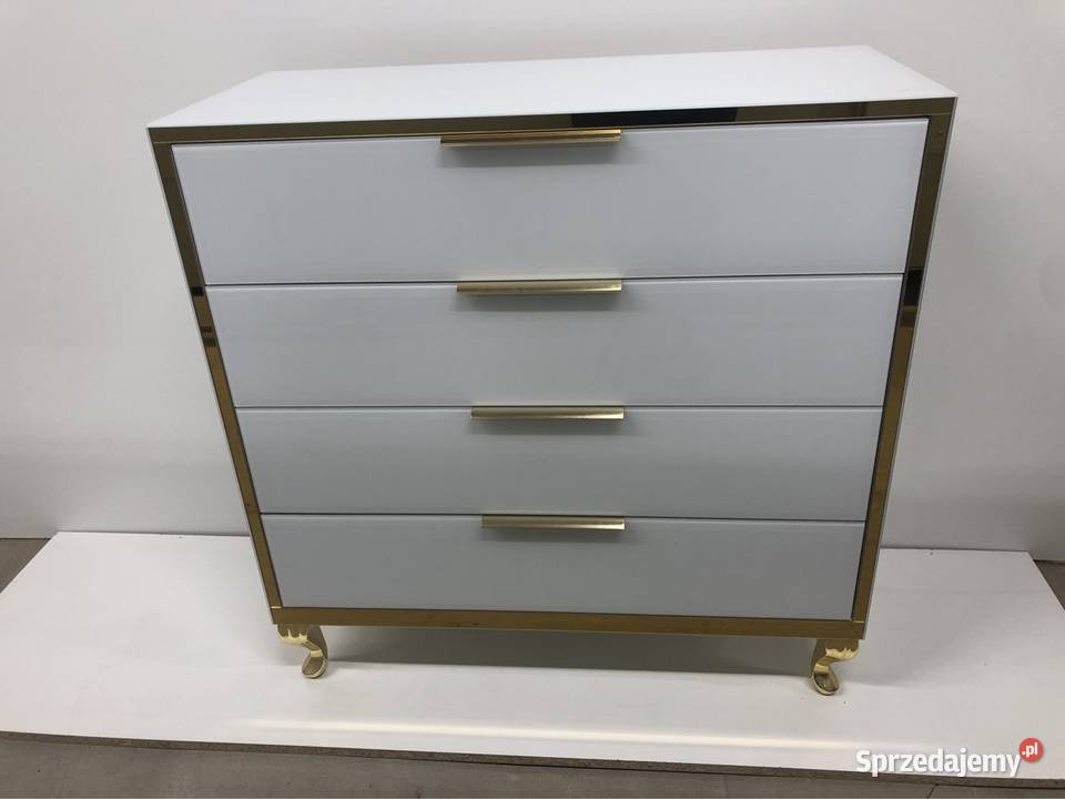 Komoda biała złota noga Ludwik glamour 90cm