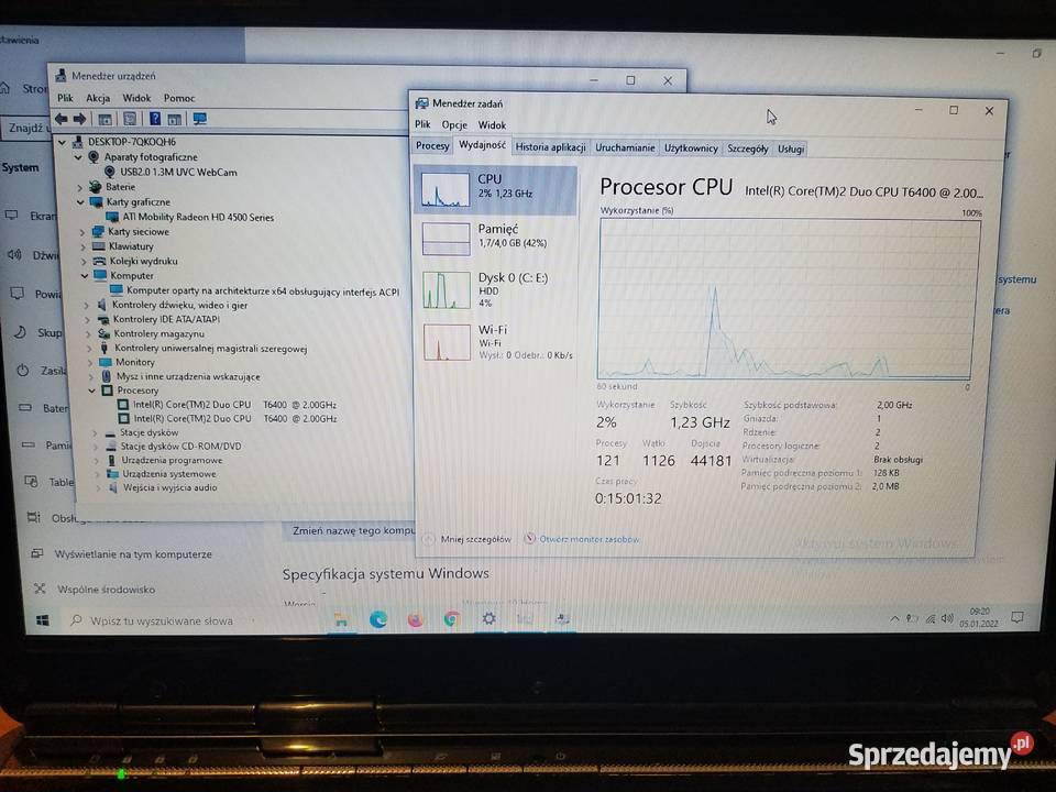 Laptop Asus X61S 2x20Ghz4Gb250GbAti 512Mb Asus Rymanów