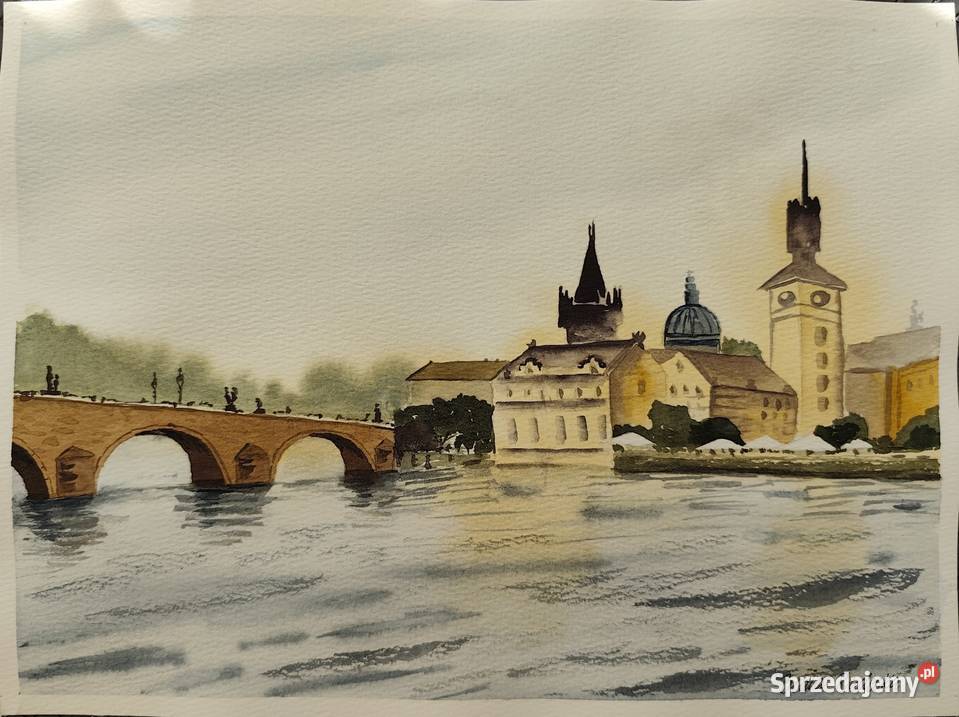 Akwarela Akwarelka Obraz Praga Most Karola pt opolskie Opole sprzedam