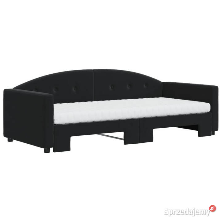 Sofa rozsuwana z materacami czarna aksamit mazowieckie Warszawa