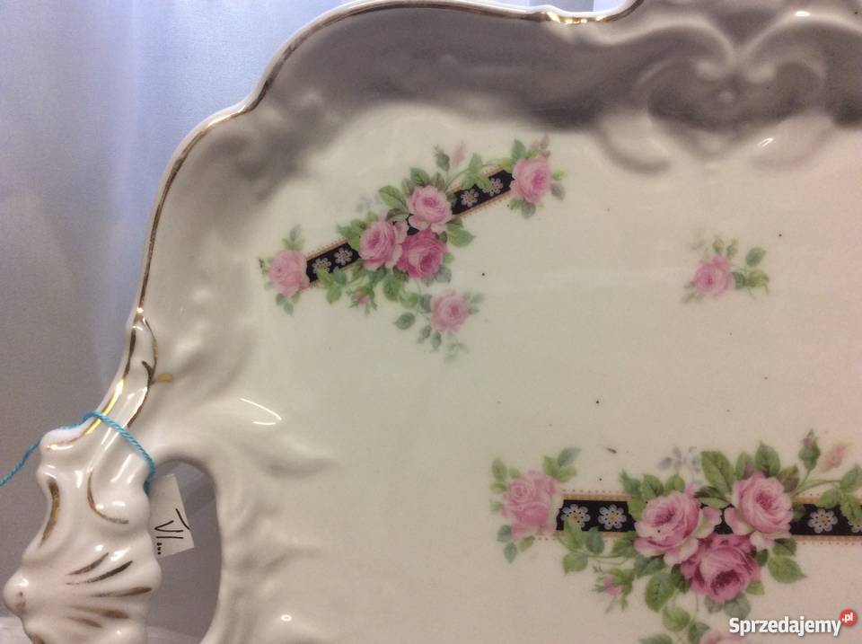 Porcelanowa taca w stylu secesyjnym z uchwytami Poznań