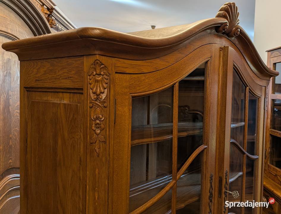 Piękna dębowa witryna ludwikowska sklep Dąbrowa Dąbrowa Górnicza