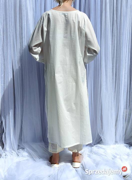 Długa biała tunika orientalna XXL 44 bawełna Szczecin