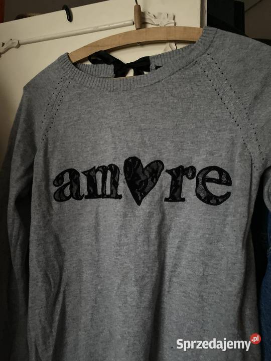 Sweterek House szary z koronkowym wzorem wiązany małopolskie Kraków