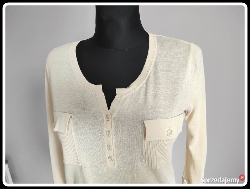 Mango Basic lekki kremowy sweterek na letnie Rozmiar 38(M) Płock
