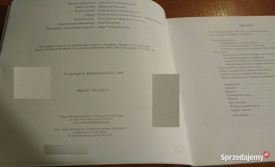 Zbiory specjalne Biblioteki Uniwersyteckiej KUL Gdańsk sprzedam