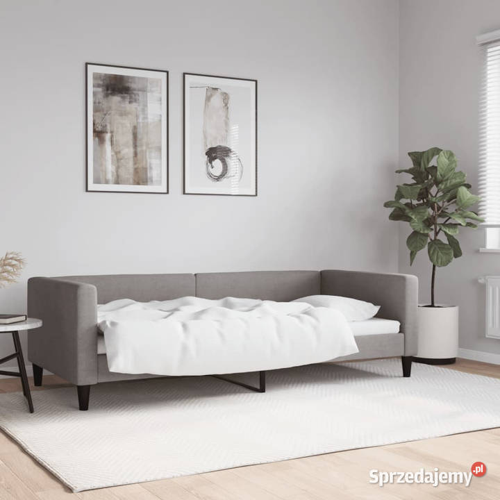 Sofa z funkcją spania kolor taupe obita tkaniną Warszawa