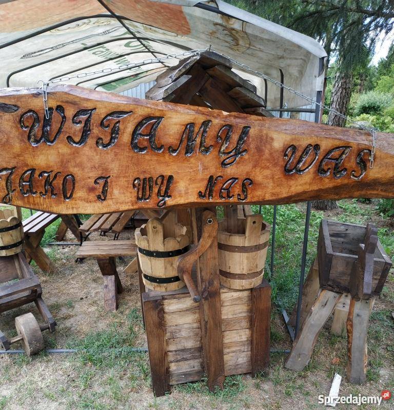 Wiadro drewniane dębowe ozdoba ogrodowa drewno Łuków