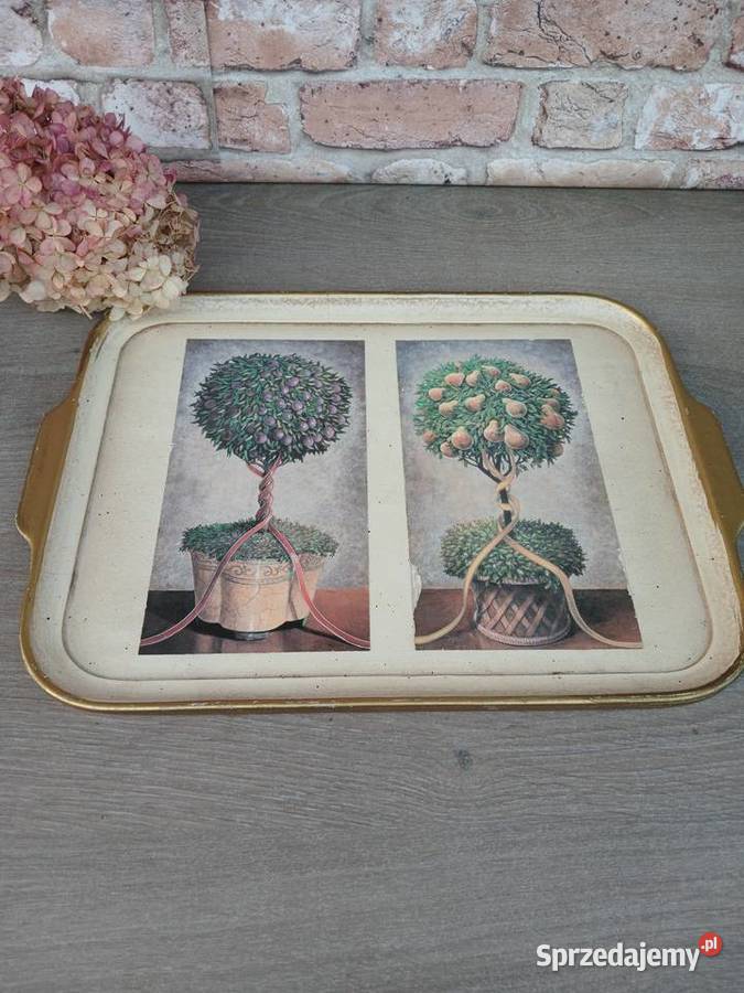 Dekoracja drewniana taca motyw botaniczny 40x30 Warszawa