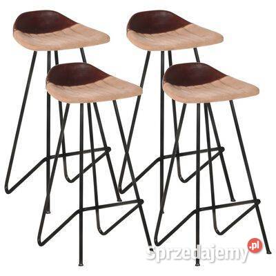 vidaXL Stołki barowe 4 brązowa skóra