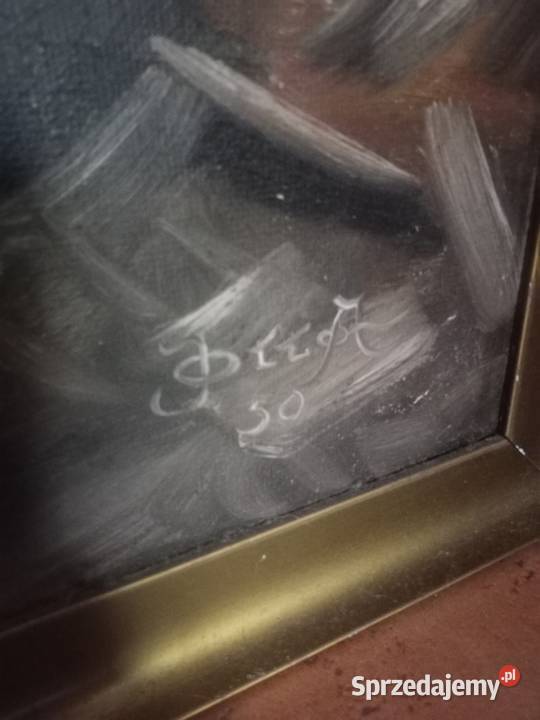 Sprzedam stary duży obraz sygnowany Dom i Ogród śląskie Bytom