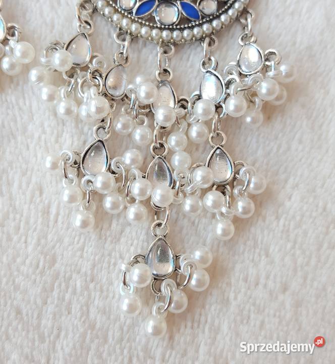 Długie kolczyki niebieski srebrny kolor Szczecin