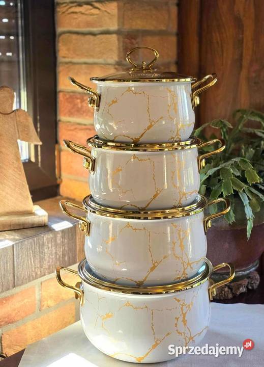 Garnki marmur białe kremowe lawenda 4 Szczecin
