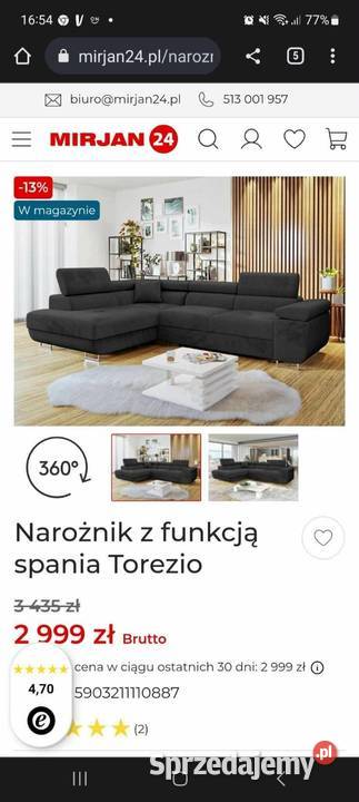Narożnik z funkcją spania Torezio Żagań