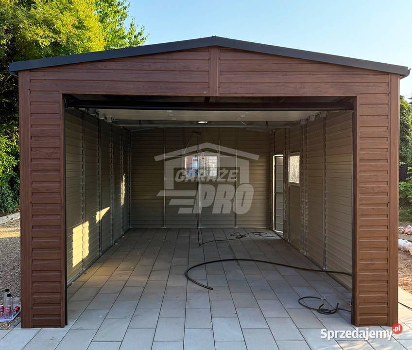 Garaz blaszany 4x6 m brama segmentowa 2x okno
