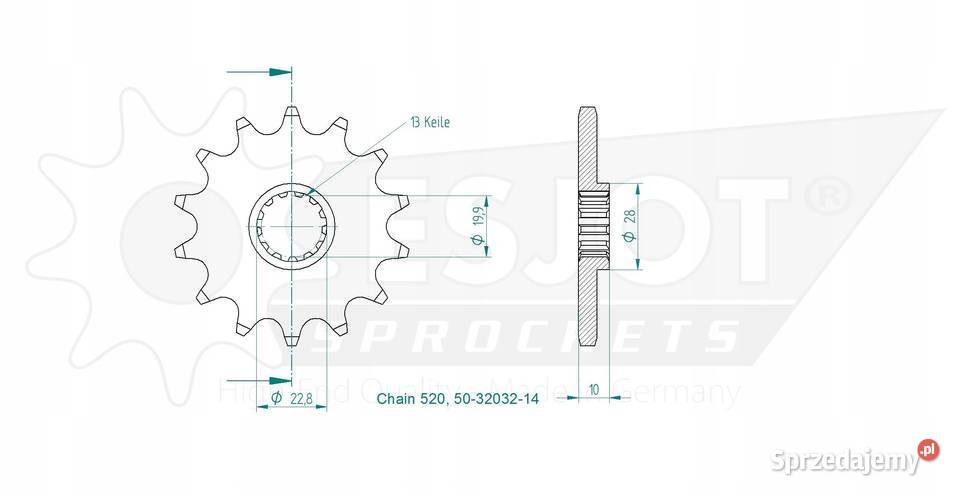 SUZUKI DR RM Zębatka zdawcza przód Z14 3203214