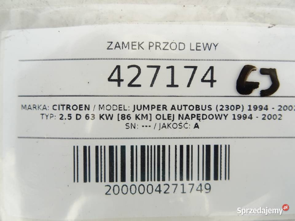 ZAMEK PRZÓD LEWY CITROEN JUMPER I Van minibus