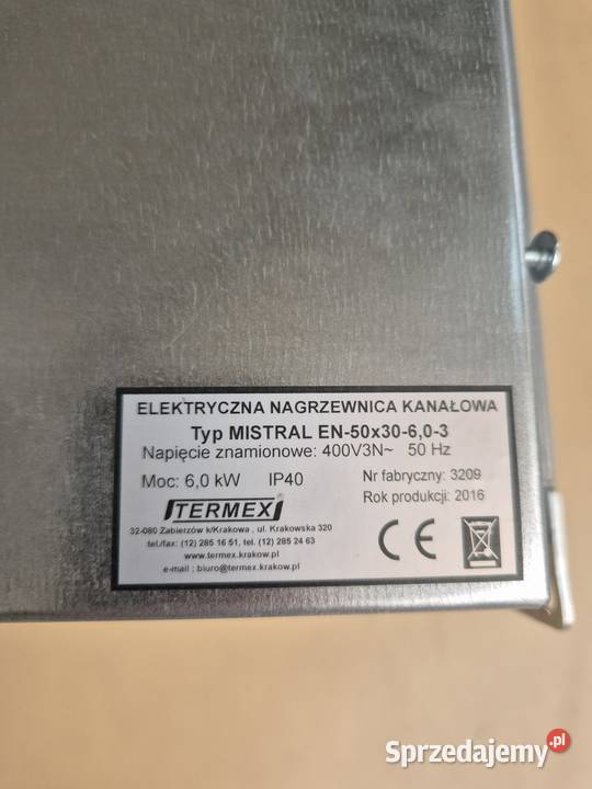 Nagrzewnica Kanałowa Elektryczna TERMEX 60 kW opolskie Opole