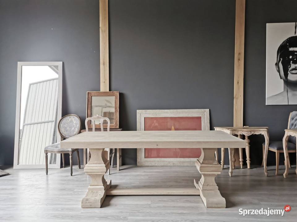 Stół dębowy na dwóch masywnych nogach łódzkie Łódź