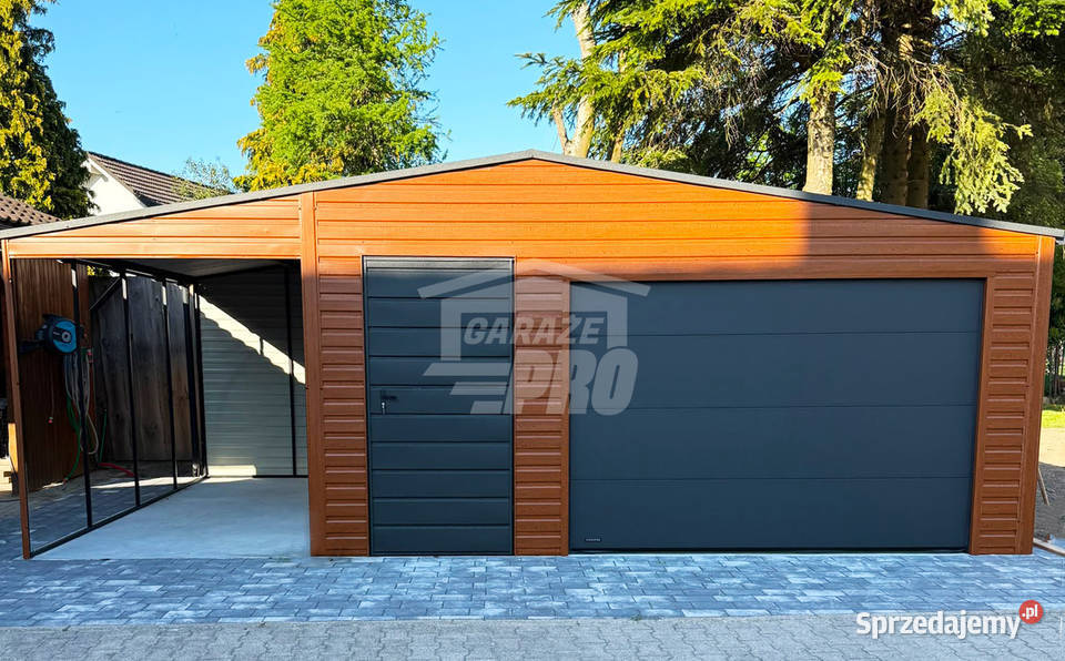 Garaz blaszany 5x6 m wiata 2x6 m brama Dąbrowa Górnicza