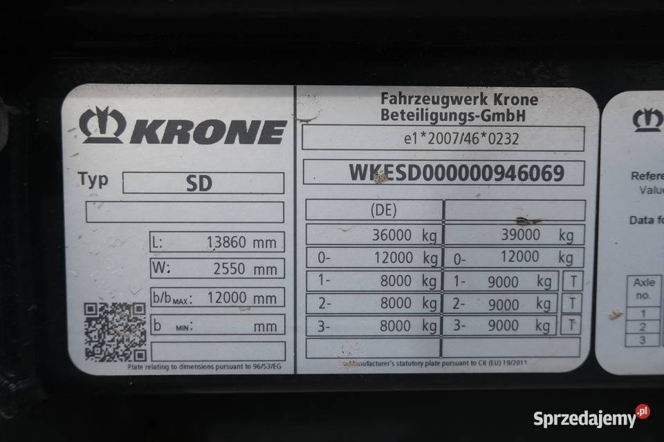 KRONE 2020 towarowe Naczepy
