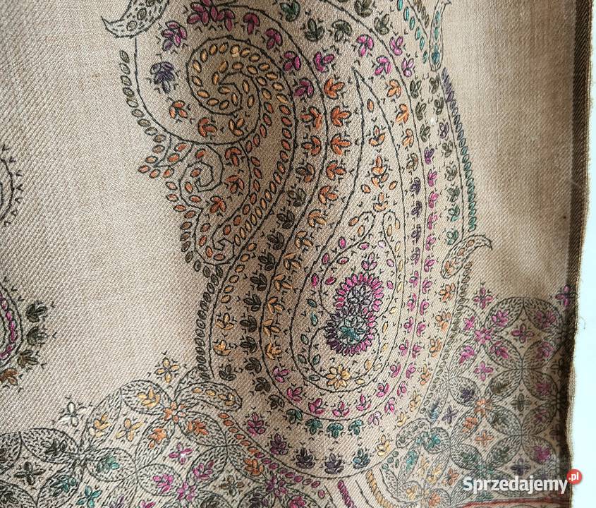 Duży szal orientalny indyjski haftowany haft Szczecin