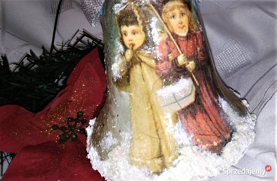 Duży dzwonek styropianowy handmade decoupage Antyki, Sztuka, Kolekcje