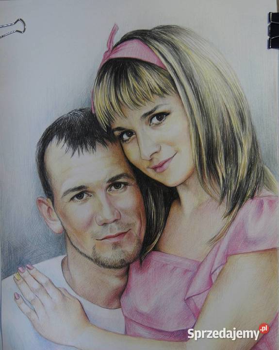 portret ze zdjęcia wykonany kredkami kolorowymi Warszawa