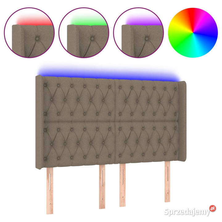 Zagłówek do łóżka z LED taupe 147x16x118128 Warszawa