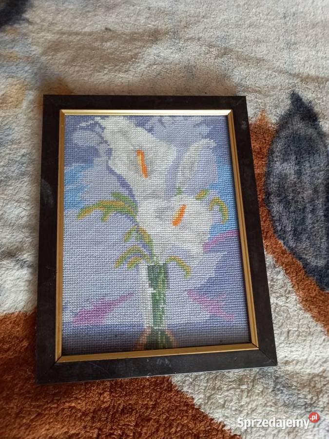 Obraz haft krzyżykowy z ramką Kwiaty Cieszanów