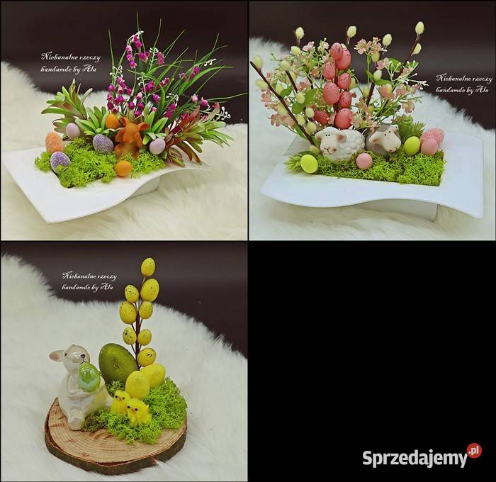 Stroiki Wielkanoc ozdoby prezent ikebana drewno Kutno