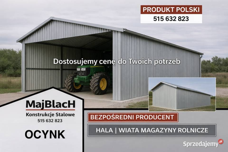 Otwarty Garaż BlaszanyKonstrukcja Stalowa Hala 112m2 Garaże i miejsca postojowe Międzychód