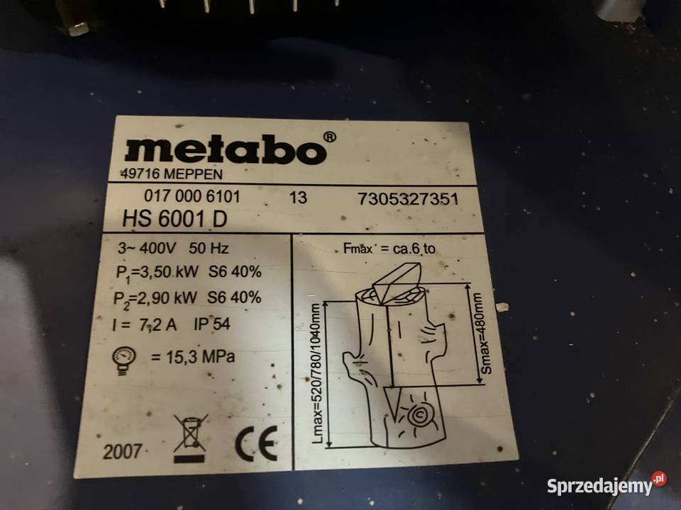 Hydrauliczna Łuparka do drewna Metabo HS 6001 Pozostałe Ksawerów