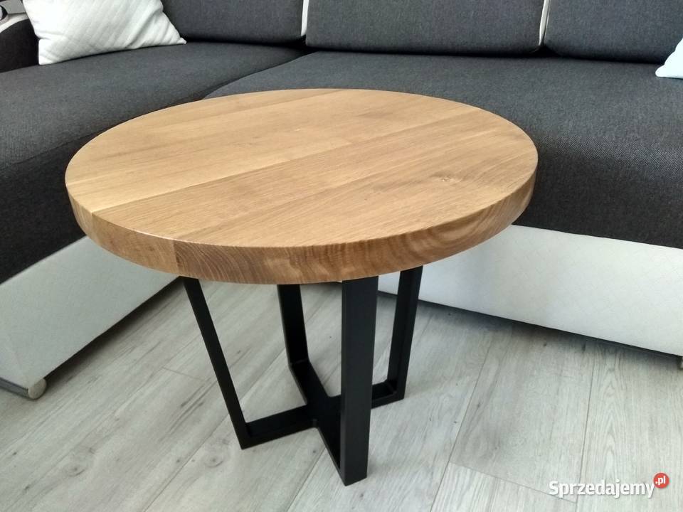 Stolik kawowy okrągły 60 dąb loft Industrialny Łódź