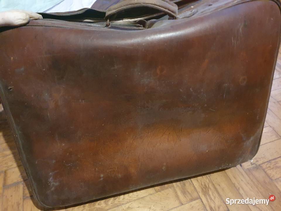 Walizka stara duża skórzana vintage Pozostałe mazowieckie Warszawa