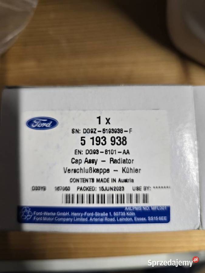 Korek zbioniczka wyrownawczego Ford DG938101AA Gdynia