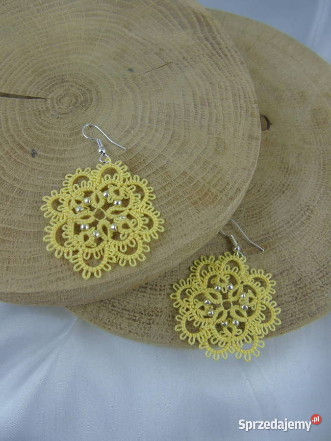 Kolczyki frywolitkowe różne wzory i kolory Wiśniowa