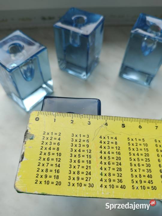 Niebieskie szklane świeczniki zestaw Choszczno sprzedam