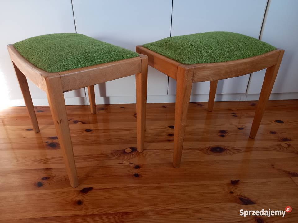 Stare taborety stołki podnóżki na sprężynach PRL Pufy i podnóżki