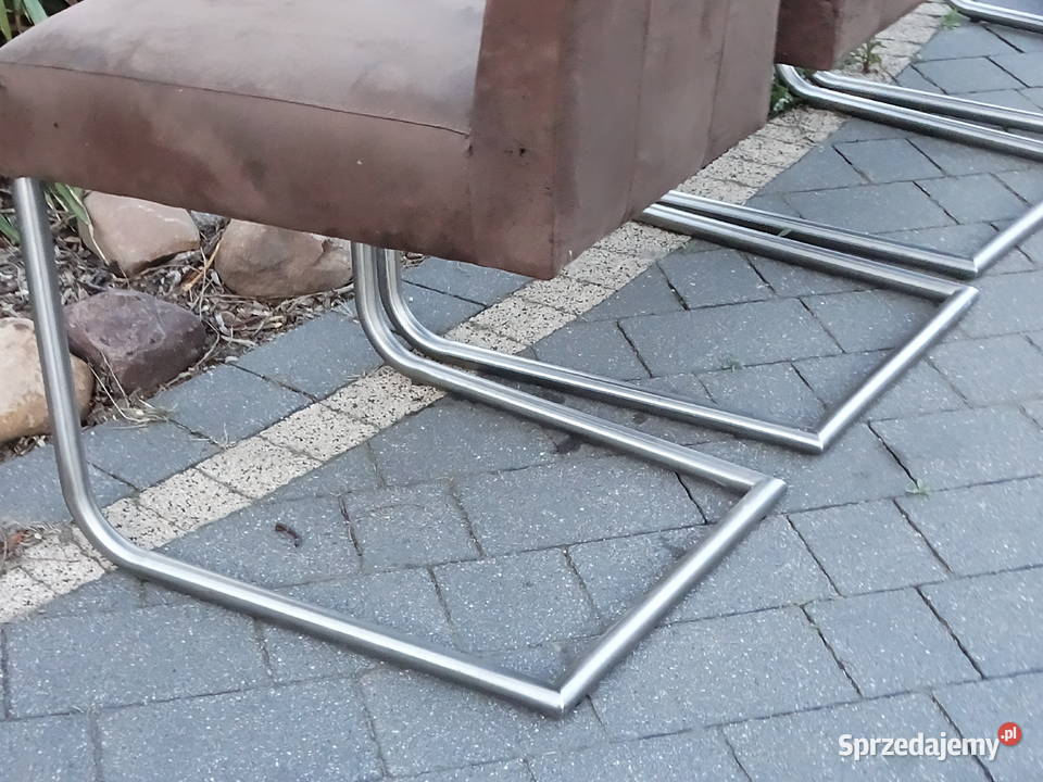 Krzesła Cantilever Płozy Komplet 4 Brązowy lubelskie Biłgoraj