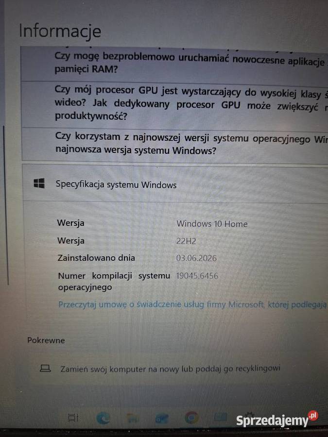 Laptop Lenovo V14IIL i51035G1 8GB 238GB SSD 141 Karta graficzna Małkinia Górna
