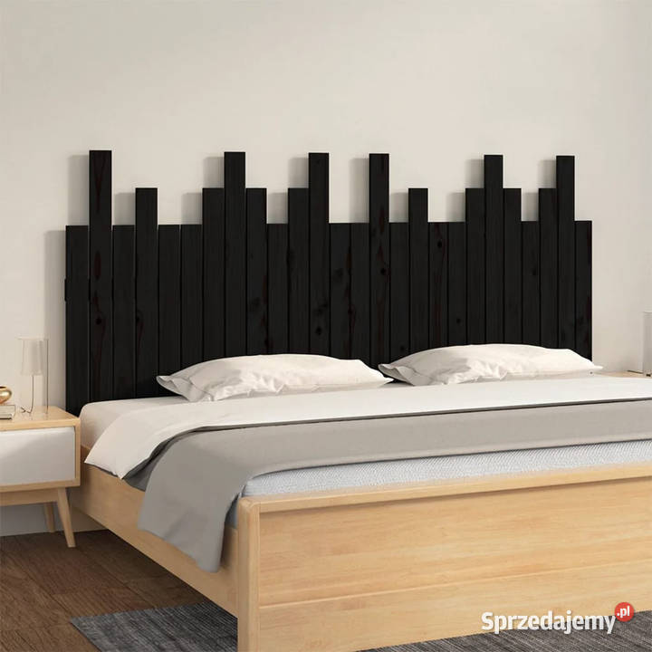 Wezgłowie łóżka czarne 166x3x80 lite drewno Warszawa